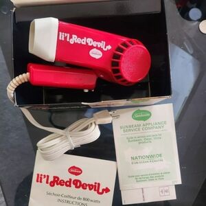 Sunbeam li'l Red Devil Hair Dryer New In Box Never Used Vintage Mint